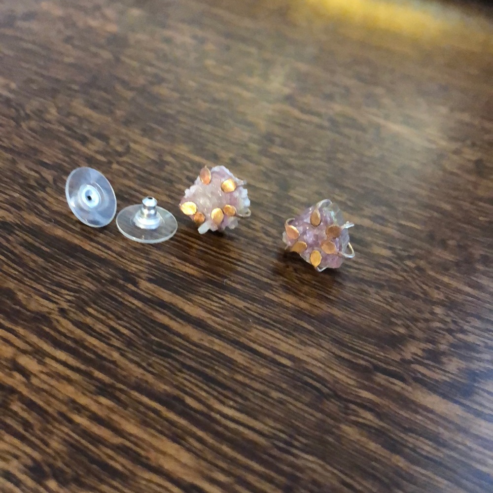 Watermelon Tourmaline Raw Stone Studs